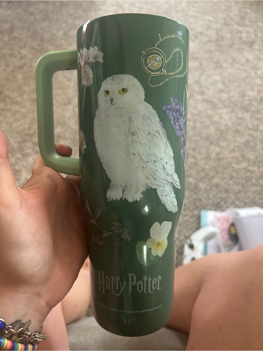 Harry Potter Green Owl Travel Mug - Forest Green